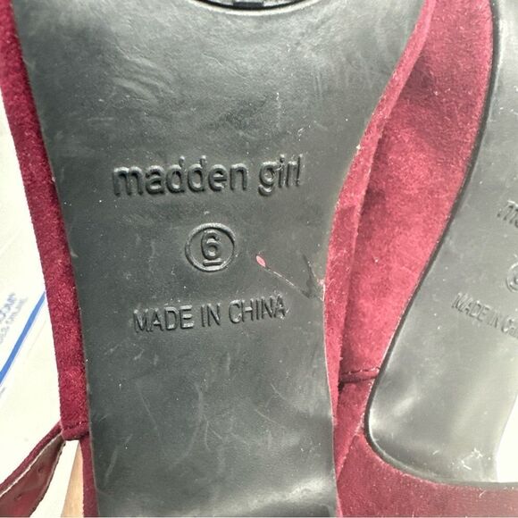 Madden Girl Burgundy Minimalist Buckle Peep Toe Stiletto Heeled Booties Size 6 - Picture 7 of 12